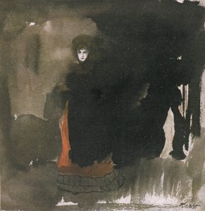 Mujer con vestido rojo de Leon Bakst